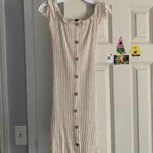 Cream off the shoulder Bodycorn dress